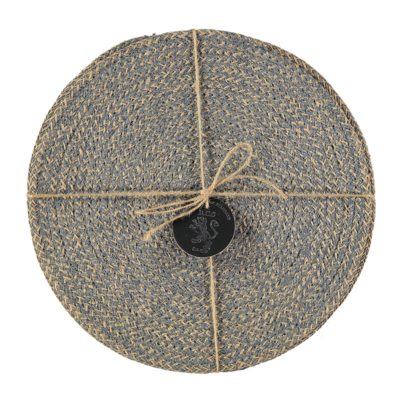 Jute Set of 4 Placemats, D27cm, Gull Grey-1