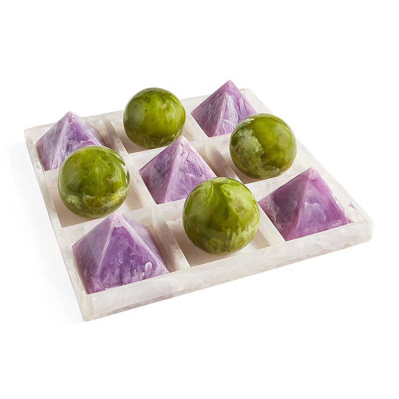 Mustique Tic Tac Toe Set, 27 x 27cm, Green & Lavender-1