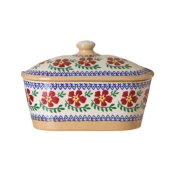 Covered Butterdish, Old Rose, Ceramic, 19x14x13cm-0