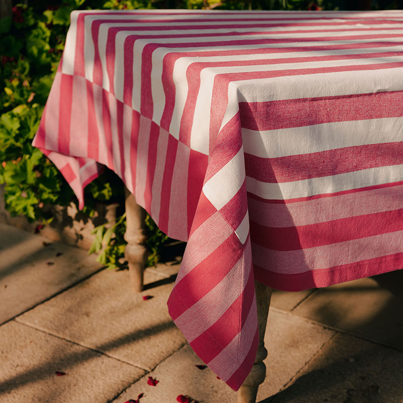 Stripe Tablecloth, W160 x L200cm, Punch Pink-0