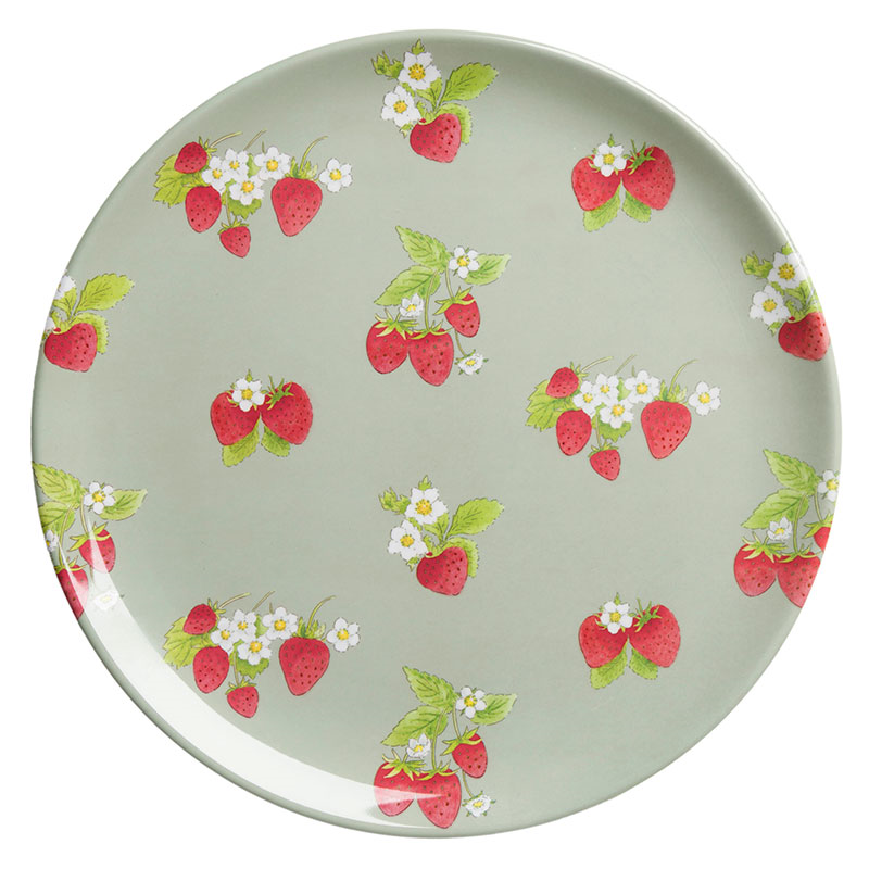 Strawberries Dinner Plate, D25.5cm, Green, Red, White-0