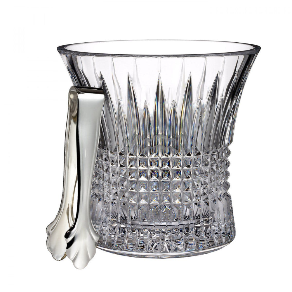 Lismore Diamond Ice bucket with tongs-0