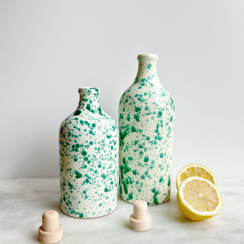 Splatter Ceramic Bottle, 750ml, Pistachio-2