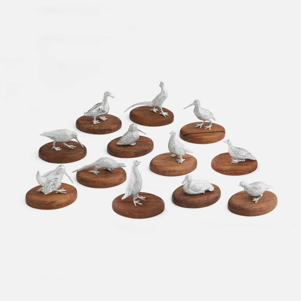 The Highland Safari Collection Set of 12 placecard holders, L7 x W5 x H8cm, Game Birds-0