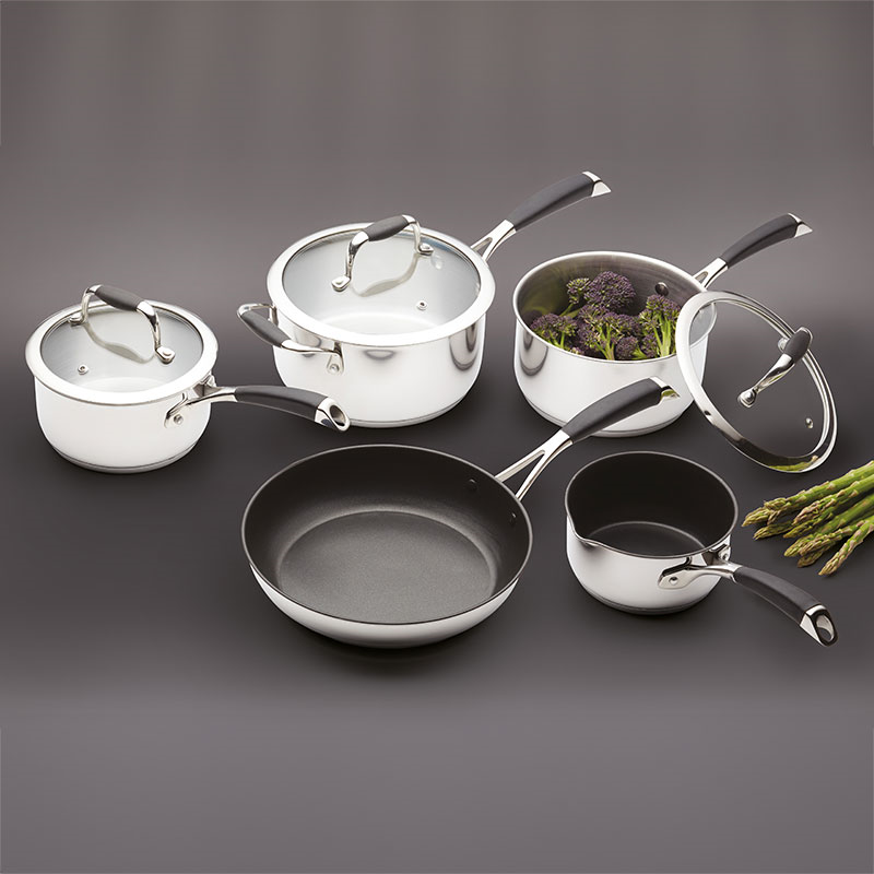 Five piece deluxe cookware set, Non-Stick Stainless Steel-1