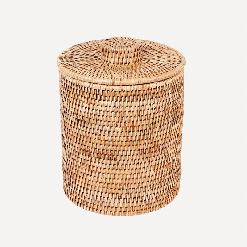 Rattan Bathroom Bin, H27cm, Natural-1