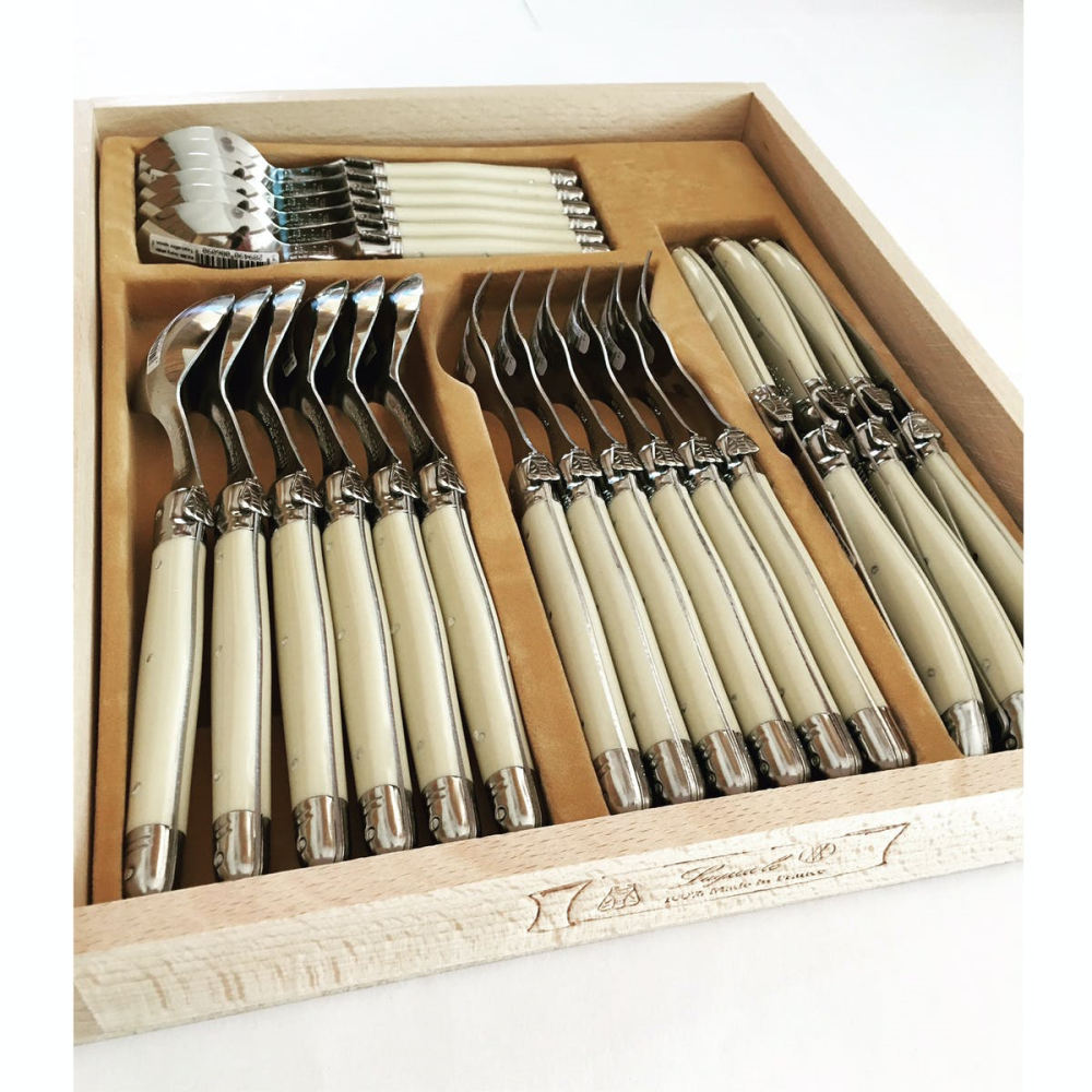 24 Piece Cutlery Set, Ivory Handle-1