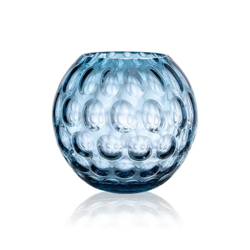 Kugel Vase, H16cm, Blue Smoke-0