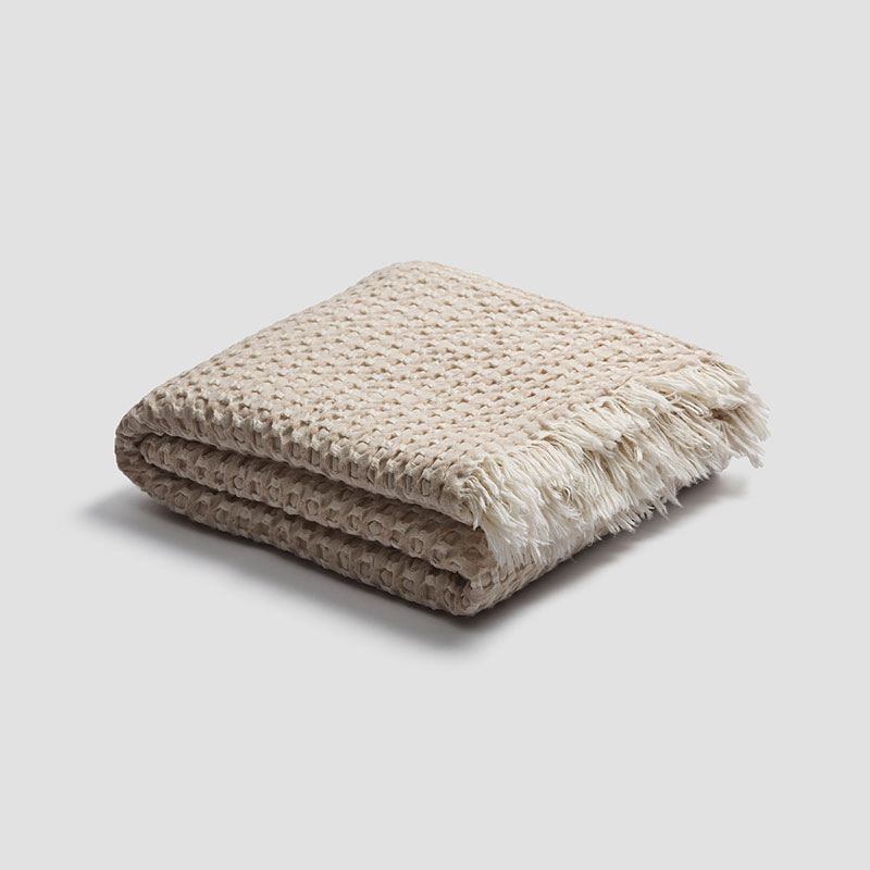 Textured Knit Throw, Medium, Oat Milk-1