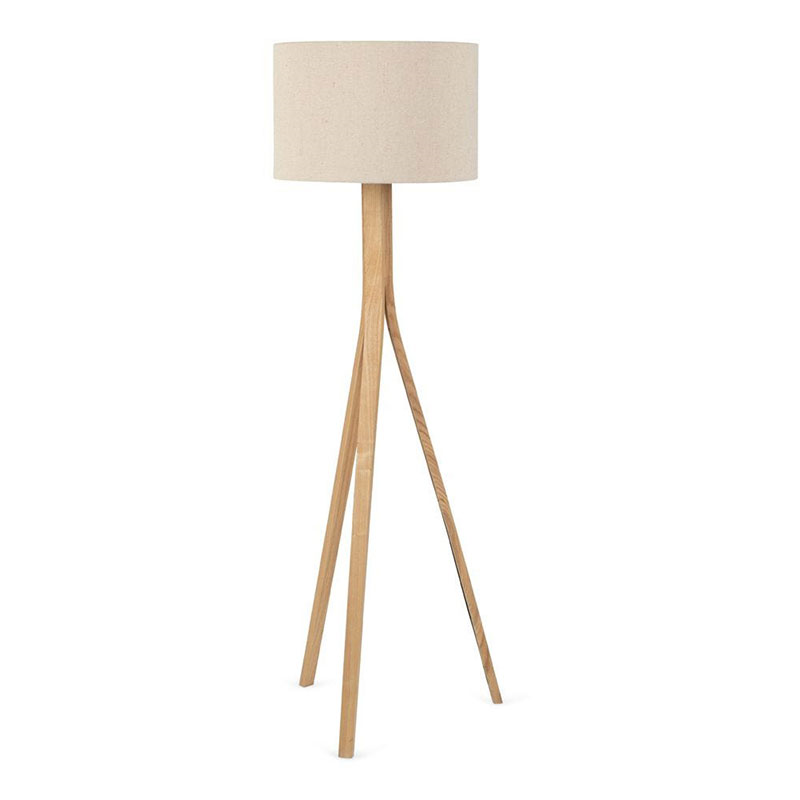 Baxter Wooden Floor Lamp with Shade, H152cm, Ash-0