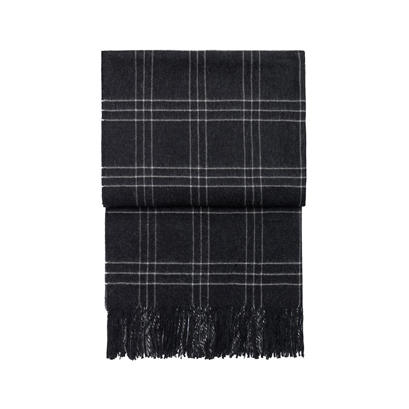 Superior Plaid Throw, H200cm x W130cm, Dark Grey/White-0