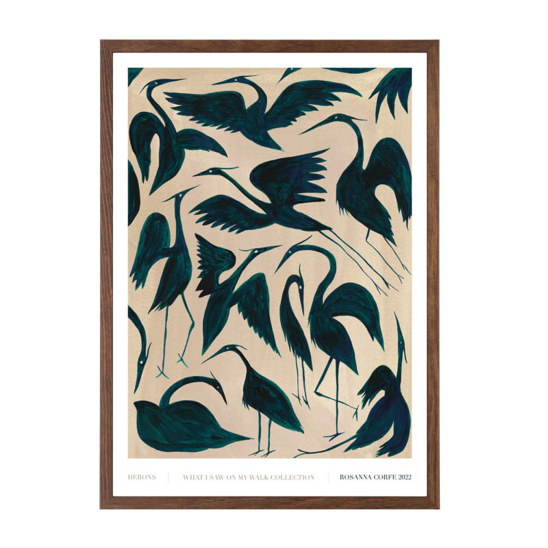 Herons Recylced Paper Print, A3, Teal-0