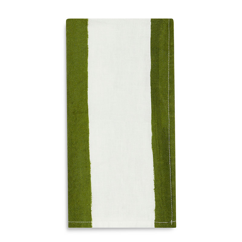 Stripe Linen Napkin, 50cm x 50cm, Avocado Green-2