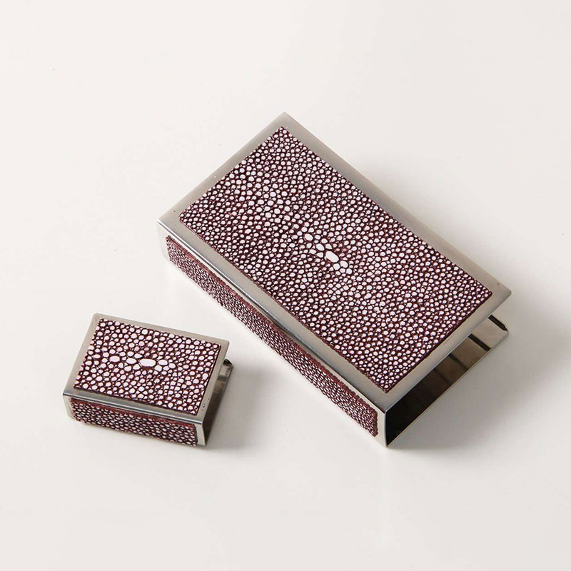 Large Match Box Holder, 13 x 7cm, Mulberry Shagreen-5