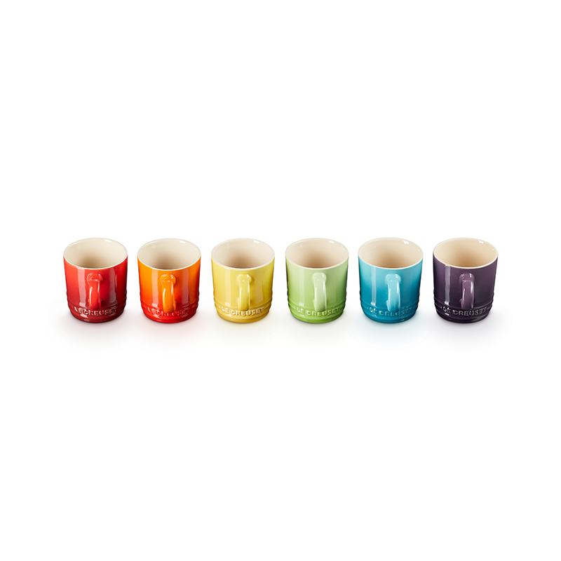 Stoneware Set of 6 espresso mugs, 100ml, Rainbow-1