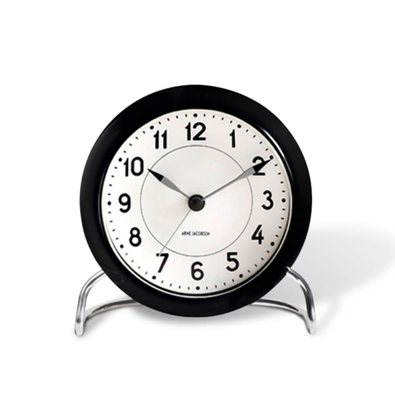 Station Table Clock, D11cm, White/Black-1