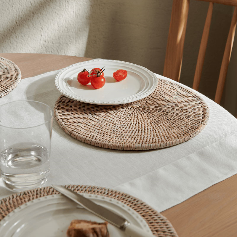 Ashcroft Set of 6 Round Placemats, D29cm, Rattan-2