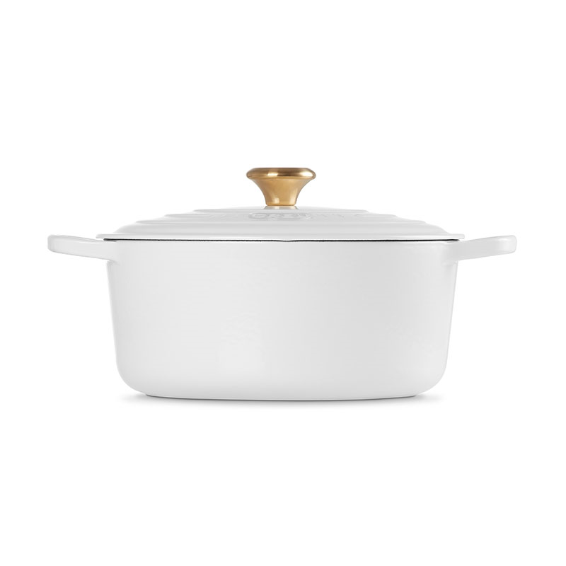 Cast Iron Round Casserole, 28cm, White-4