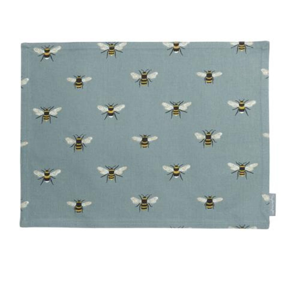 Bees Fabric Placemat, Teal-2