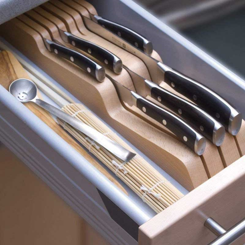 7 knife in-drawer organiser, L43 x W22 x H4cm, beech-0