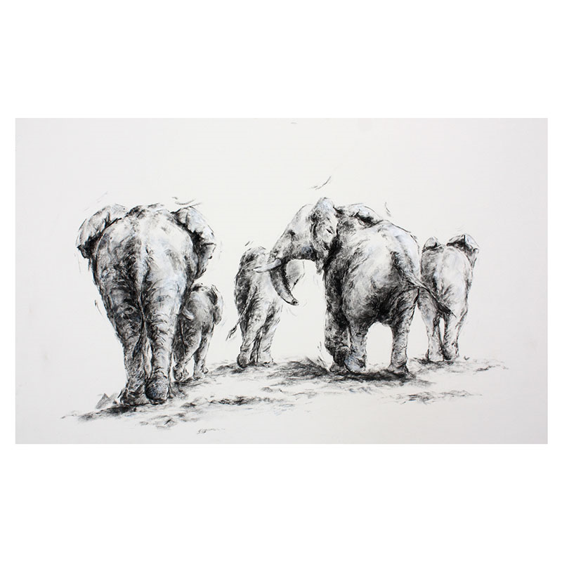 Elephant Brigade Mounted Print-0