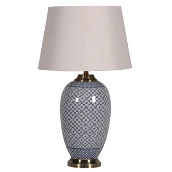 Table Lamp & Shade, Lattice Patterned Jar, 73cm-0