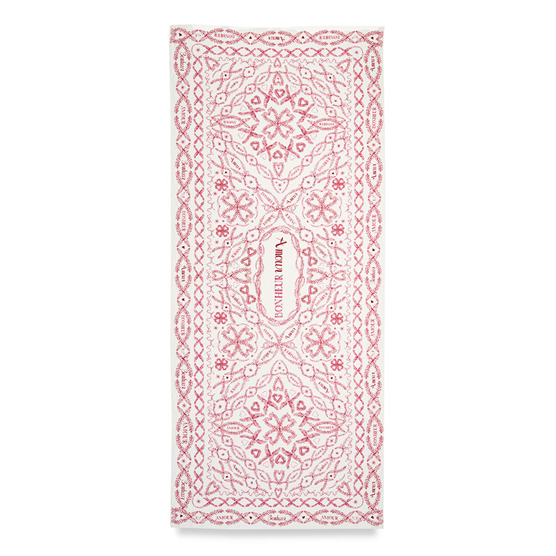 Amour Bonheur Linen Tablecloth, 165 x 300cm, Red-1