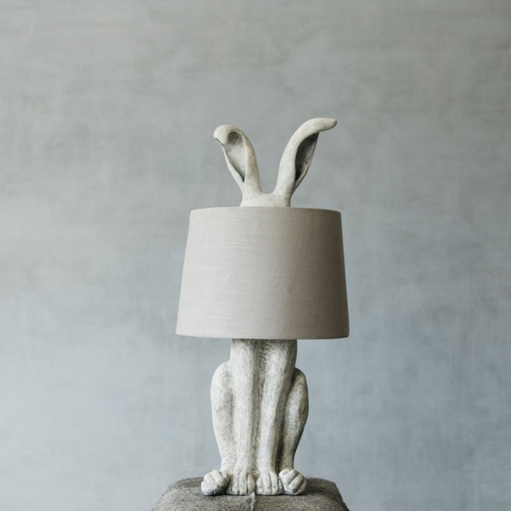 Hetty Hare Table lamp, H76 x W24 x D39cm, Distressed White-0