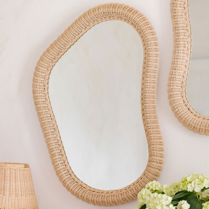 Joy Rattan Asymmetric Mirror, 84cm, Natural-3