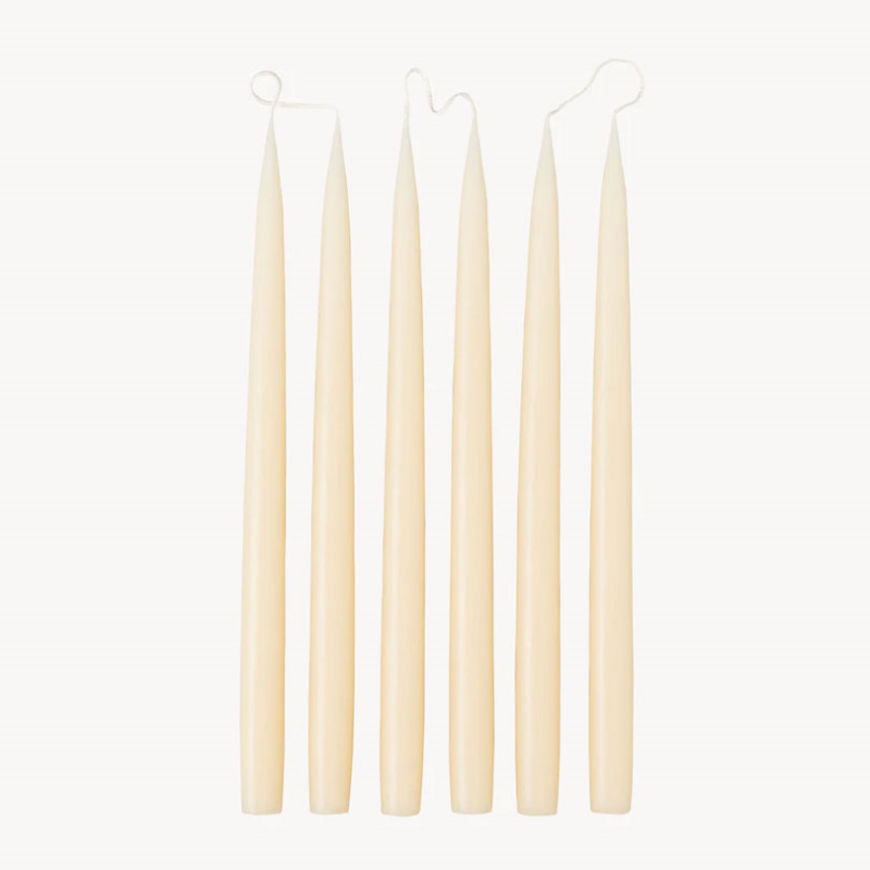 Set of 6 Tapered Dinner Candles, H35cm, Ivory-0