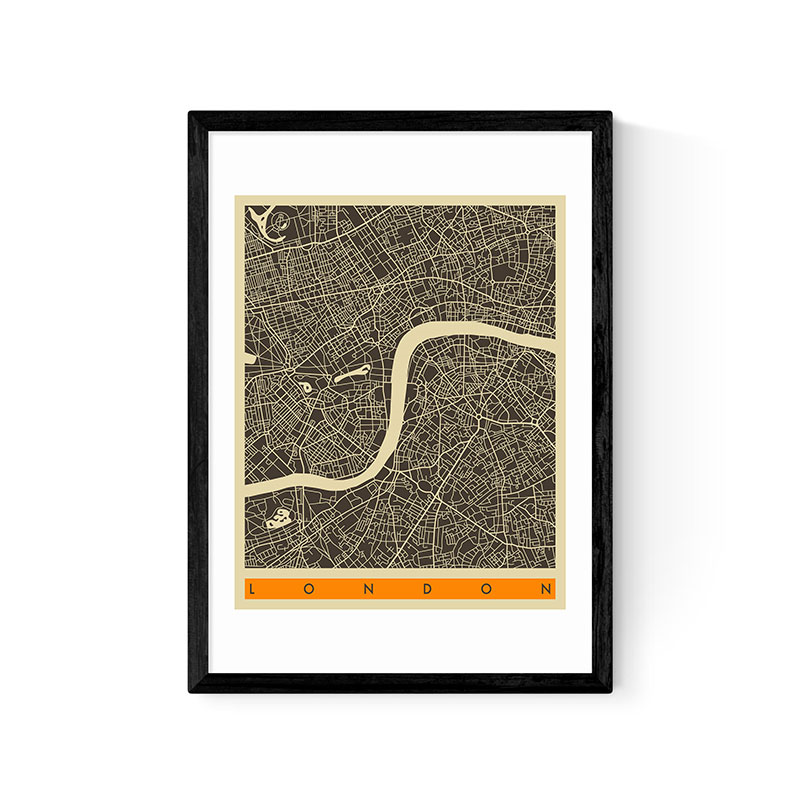 Jazzberry Blue London Map Framed Print, 63 x 45cm, Black-0