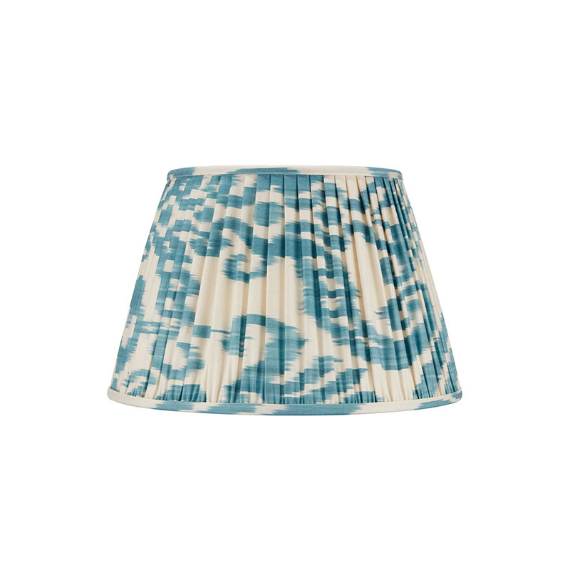 Ikat Lampshade, D20cm, Light Blue and Cream-1