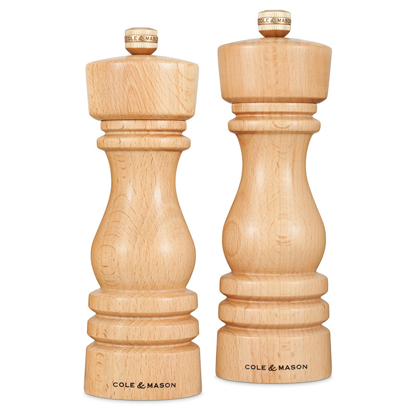 London Salt & Pepper Mills, 180mm, Natural Beech-1