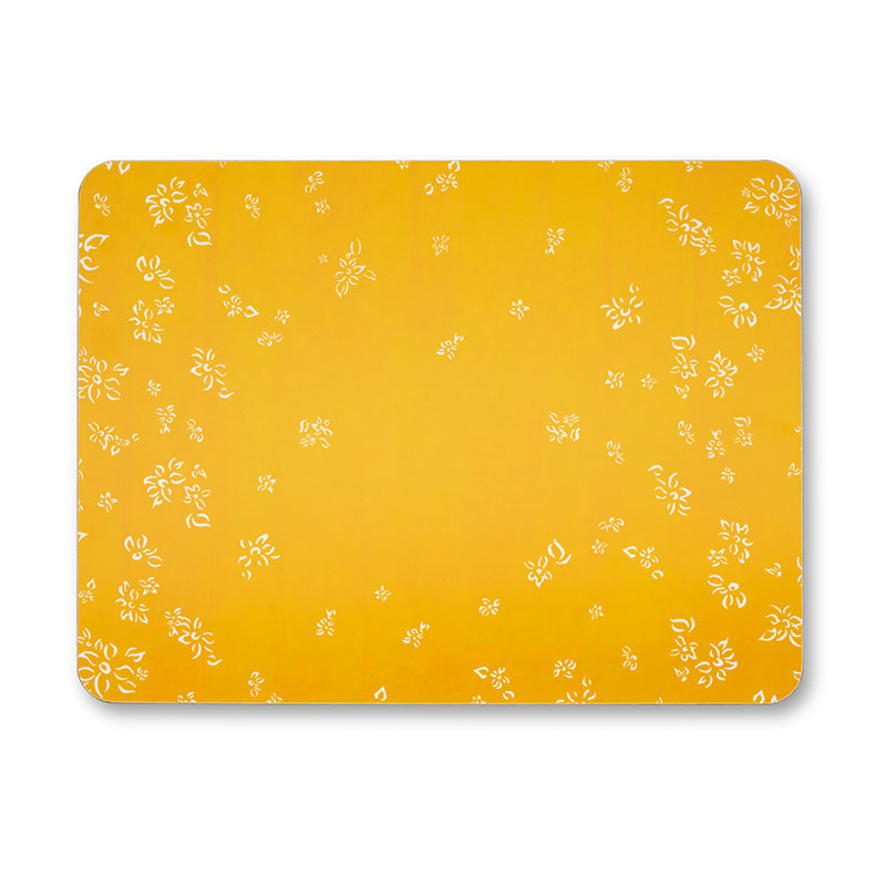 Falling Flower Rectangle Placemat, 38 x 29 cm, Lemon Yellow-1