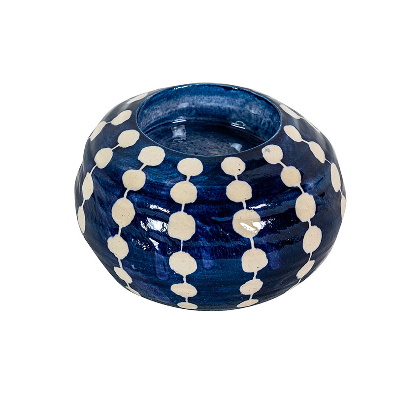 Dots Tealight Holder, D10cm, Indigo-0