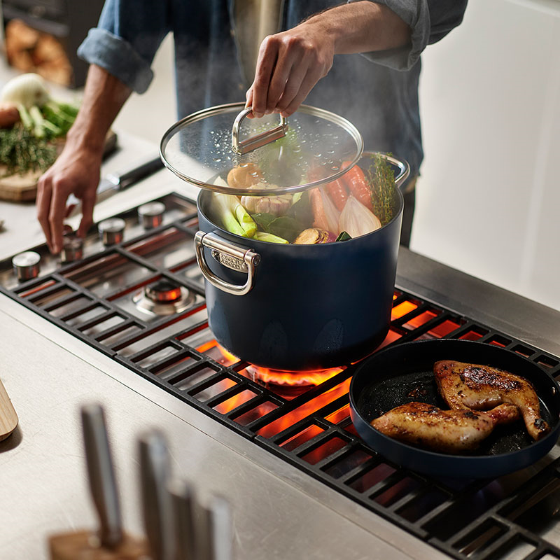 Space Folding Stock Pot & Lid, 25cm, Midnight Blue-0