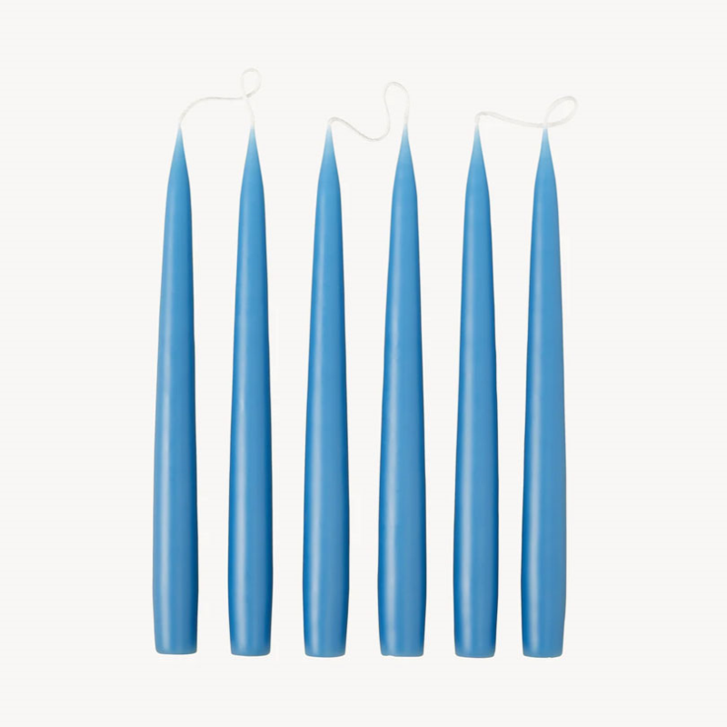 Set of 6 Tapered Dinner Candles, H25cm, Wedgewood Blue-0