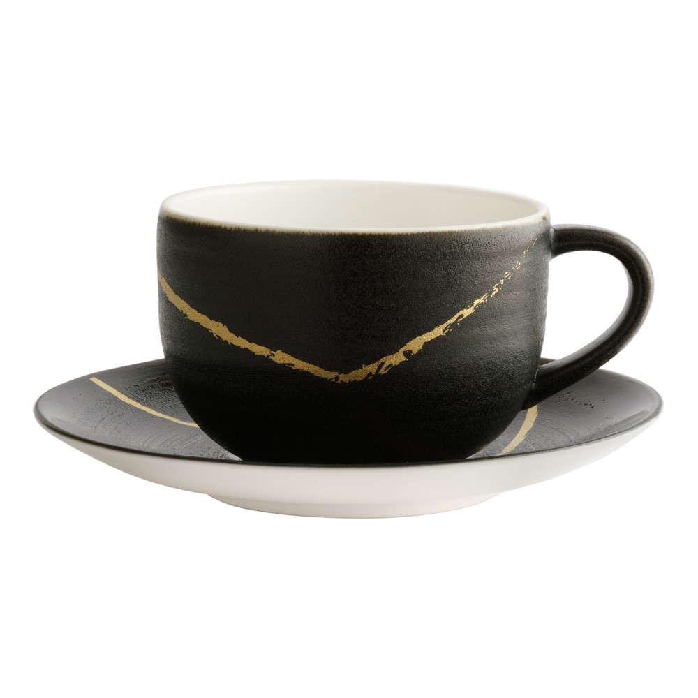 Sketch - Charcoal Tea saucer - urban, 13cm, Black/Gold-1