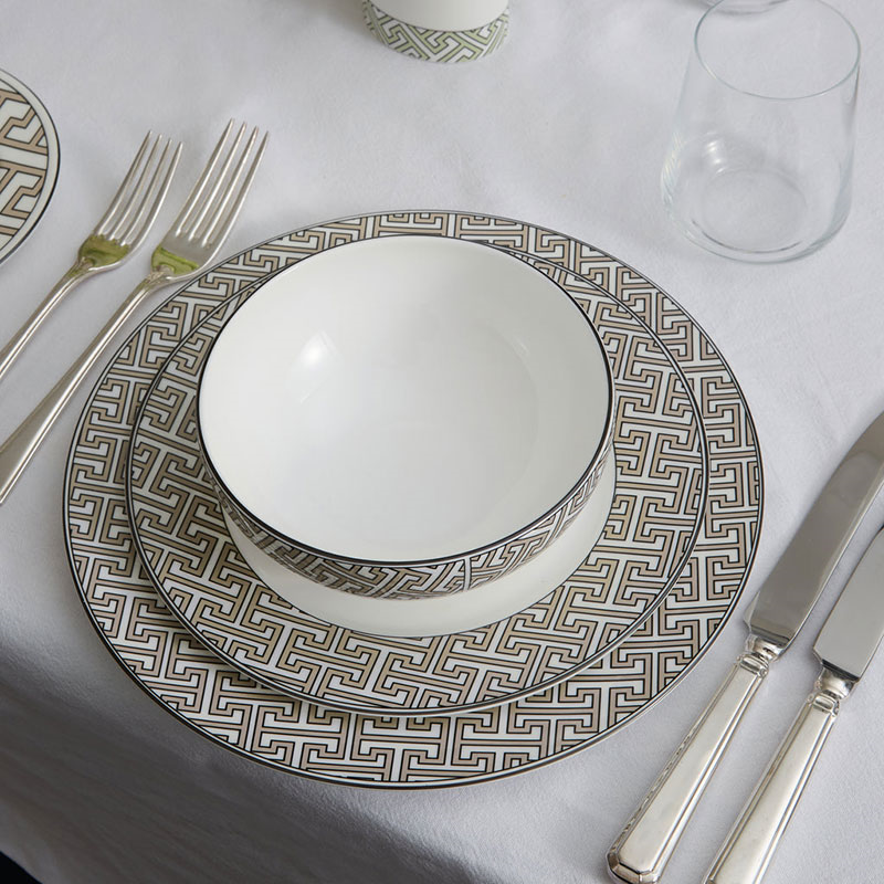 Maze Set of 2 Dinner Plate, D26cm, Truffle-3