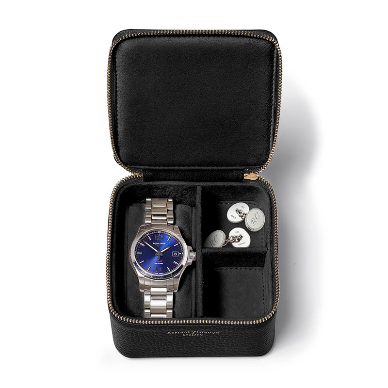 Travel Watch & Ring Box, L12 x W12cm, Black Pebble-2