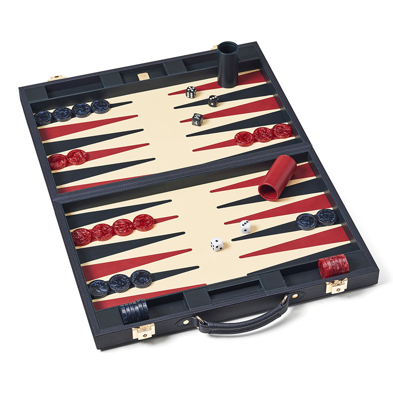 Backgammon Set, L45cm x W30cm, Navy Pebble-3