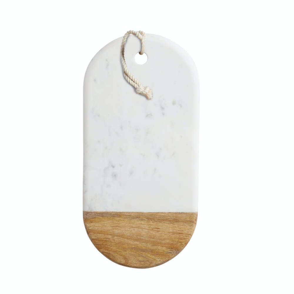 Rectangular board, 16.5 x 33.5 x 1.5cm, Mango Wood And White Marble-0