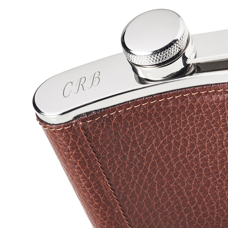 Classic Hip Flask, H11.5 x W9.5cm, Tobacco-2