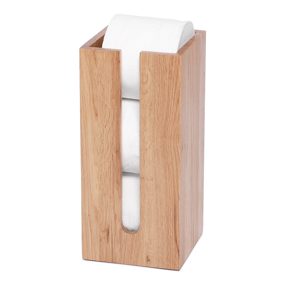 Mezza Loo roll holder box, H33.5 x W15.5 x D15.5cm, Oak-1