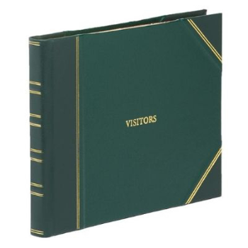 Classic Half Bound Plain Visitors Book, L22 x W28.5cm, Green-0