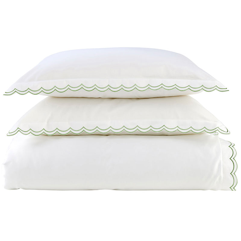 Scallop Edge Duvet Set, Super King, Matcha-0