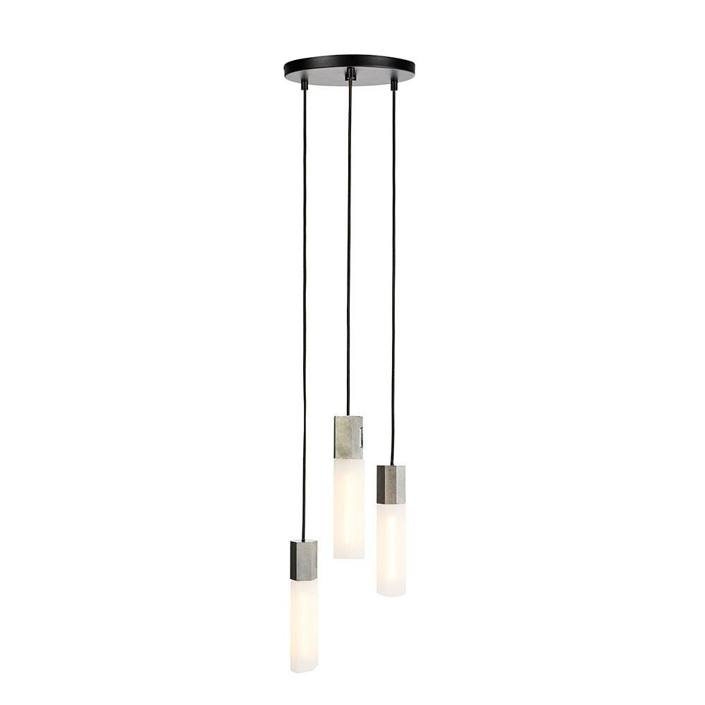 Basalt Triple pendant & bulb, L400 x D25cm, Stainless Steel-1