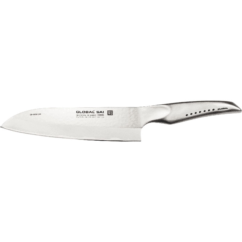 Sai Santoku Knife, 19cm, Silver-0