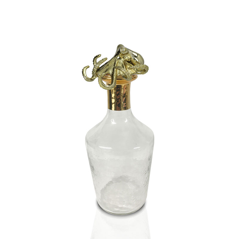 Octopus Decanter with Stopper, D12.5 x H21cm, Gold-0