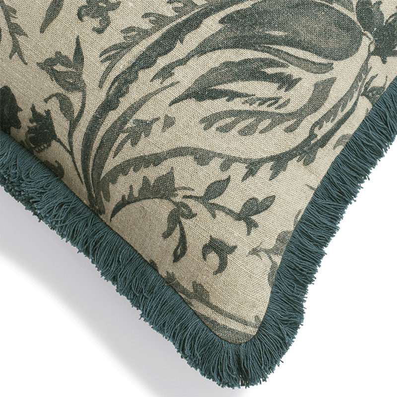 Wilde Cushion Cover, 51 x 51cm, Blue / Mustard-3